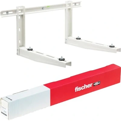 Immagine di Fischer Staffe per Climatizzatore Unità Esterna KLIMA STRONG, Lunghezza Braccio 560 mm, Mensole Acciaio Zincato Innesto Rapido, Include Sistema di Fissaggio SX e Piedini Antivibranti