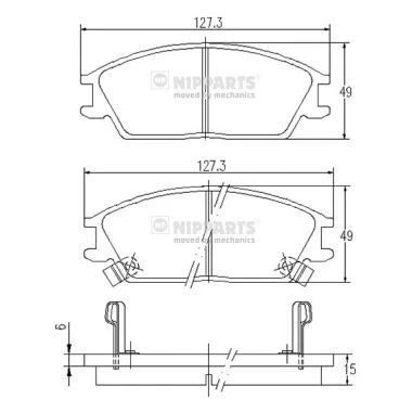 Immagine di NIPPARTS Kit pastiglie freno Assale anteriore con segnalatore acustico usura J3600539 HYUNDAI: Getz, ACCENT 2