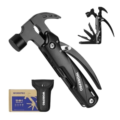 Immagine di WORKPRO Martello Multiutensile, 12 in 1 Multiuso Tascabile con Cacciavite Apribottiglie Acciaio Inossidabile, Adatto per Campeggio, Escursioni e all&#039;aperto,con Borsa il Trasporto
