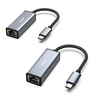 Immagine di BENFEI Adattatore USB C a Ethernet, 2 confezione Tipo RJ45 Ethernet LAN [Compatibile Thunderbolt 3/4], compatibile per iPhone 15 Pro/Max MacBook Pro/Air 2023 iPad Pro iMac S23 XPS 17 e altro