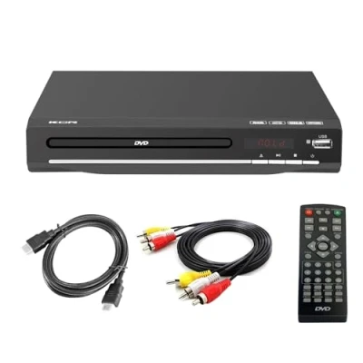 Immagine di KCR lettore DVD Per Tv, compatibile con CD/DVD / MP3 telecomando, porta USB Supporto Uscita HDMI (disco blueray non supportato) Nero (225)