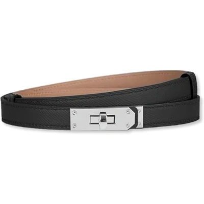 Immagine di HEVIBK Cintura in pelle da donna, pelle, 18 mm, sottile, nero/argento, Average code