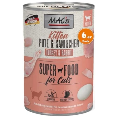 Immagine di MAC&#039;s Cat Kitten 6 x 400 g Alimento umido per gatti Tacchino &amp; Coniglio