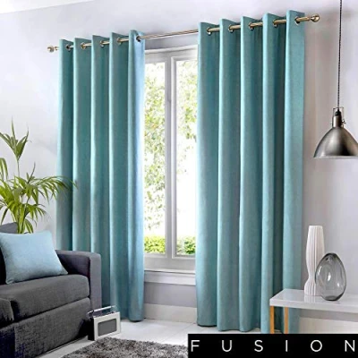 Immagine di Fusion Sorbonne Coppia di Tende con Occhielli, 100% Cotone, Tela, Duck Egg, 66 Width x 54 Drop (168 137cm)
