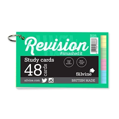 Immagine di Silvine Luxpad 12,7 x 7,6 cm Ringbound Revision &amp; Presentation Cards Colori assortiti. 48 biglietti a righe per blocco.
