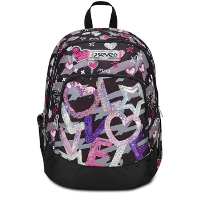 Immagine di Seven Zaino Advanced Draft Heart Set zainetto per bambini, Taglia: One Size, Nero