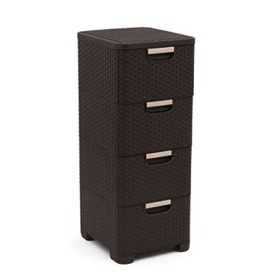 Immagine di Curver 209906 Cassettiera in Polipropilene, Aspetto Vimini, 4 x 14 L
