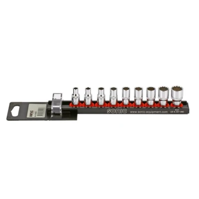 Immagine di SONIC 100901 Set bussole 9 Dodecagonale Acciaio al cromo vanadio, Alluminio 1/4 Quadrato