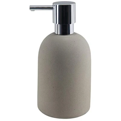 Immagine di Spirella dispenser di sapone Gemma con pompa in acciaio inox, per liquido, porcellana, 500 ml, colore beige