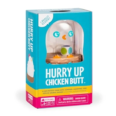 Immagine di Exploding Kittens Hurry Up Chicken Butt gioco della patata bollente con salti, risate e molti rumori degli animali! (E segretamente... un po&#039; di esercizio)