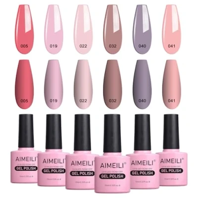 Immagine di AIMEILI Smalto Semipermente Kit Semipermanente Unghie in Gel UV LED Smalti Colorati per Manicure Soak Off Polish Set 6 x 10 ml Numero 22