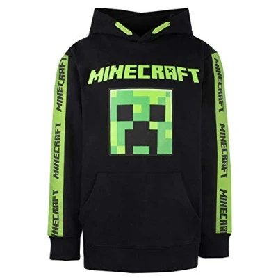 Immagine di Minecraft Abbigliamento Felpa con cappuccio per ragazzi nera in cotone 100% Regali Creeper verde Nero, Nero , 7 8 Years