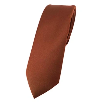 Immagine di TigerTie stretta raso cravatta marrone rosso uni