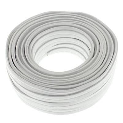 Immagine di cavo per altoparlante piatto 2 x 2,5 mm², di colore bianco, 25 m, CCA, audio,