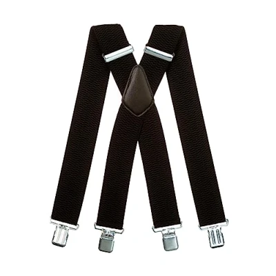 Immagine di Olata Bretelle da Uomo a Forma di X, Tessuto Spesso, Extra Larghe, 5 cm. Nero (Clip D&#039;Argento)