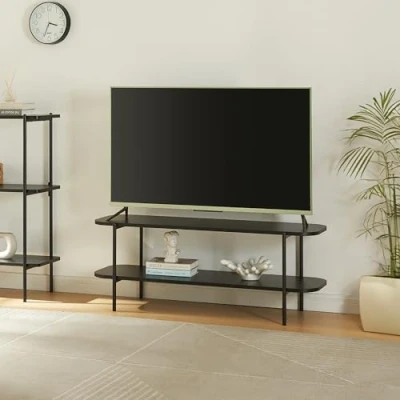 Immagine di [en.casa] Mobile TV Tavolino Porta Consolle Bassa a 2 Piani di Appoggio Stand e Centri Multimediali 120 x 40 45 cm Nero