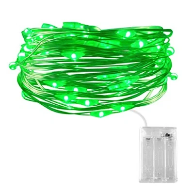 Immagine di luci di fata a LED 30 decorativi stringa alimentate batteria, luce filo d&#039;argento per camera da letto, matrimonio (verde)