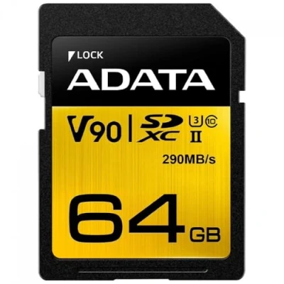 Immagine di ADATA ASDX64GUII3CL10 C SDXC Class 10 UHS II U3 V90, Nero