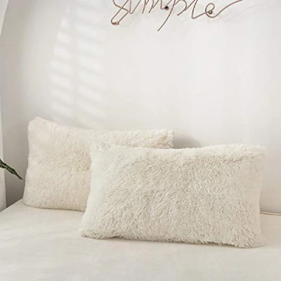 Immagine di Sacebeleu Federa per cuscino, 40 x 80 cm, set da 2 pezzi, in flanella di flanella, colore: Bianco crema