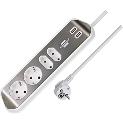 Immagine di Brennenstuhl 1153590420 Presa di corrente 1 pezzo Argento, Bianco Schuko pz.