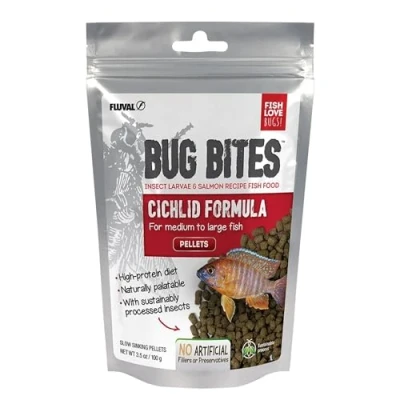 Immagine di Fluval Bug Bites Cibo per pesci Ciclidi, Pellet di medie e grandi dimensioni, 100,1 g, A6581