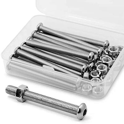 Immagine di (15 set) Set di viti e dadi a esagono incassato M6 1,0 x 60 mm, in acciaio inox 304 18 8 testa tonda