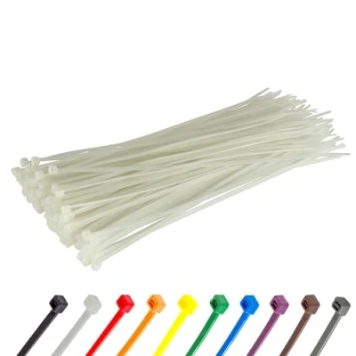 Immagine di Gocableties Fascette Plastica Bianche/Trasparenti 200 mm x 3,6 100 Pezzi UV beständiges Set