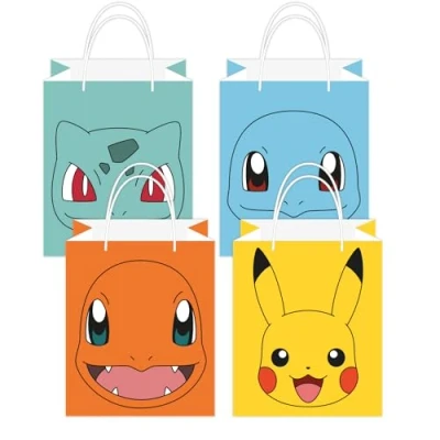 Immagine di amscan Sacchetti di Carta per Feste Compleanno Bambini, con Licenza Ufficiale Pokémon, Confezione da 8, Multicolore, 9917109