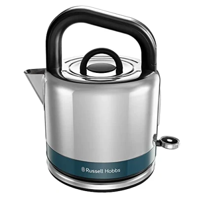 Immagine di Russell Hobbs Bollitore Elettrico 1,5L, 2400W ​​Acciaio Inox Color Blu Oceano; Funzione di Ebollizione Rapida; Filtro Anticalcare Rimovibile; Beccuccio; Indicatore Livello Acqua Esterno, 26421 70