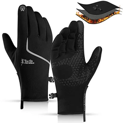 Immagine di Guanti da Ciclismo Invernali, Caldi Impermeabili con Touch Screen a Dita Intere per Uomo e Donna (Argento &amp; Nero, XXL)