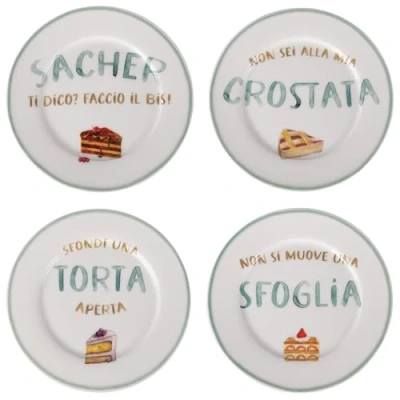 Immagine di Set 4 Piatto dessert 19 cm in porcellana new bone China, LeTravisate