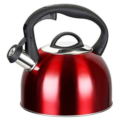 Immagine di MAISCHOU Bollitore a fischio per fornello, 2,5 l, in acciaio inox (rosso)