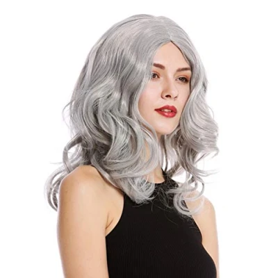 Immagine di WIG ME UP 90831 ZA68E Parrucca Donna Carnevale Lunga Ondulata Riga in Mezzo Grigio Chiaro Argento