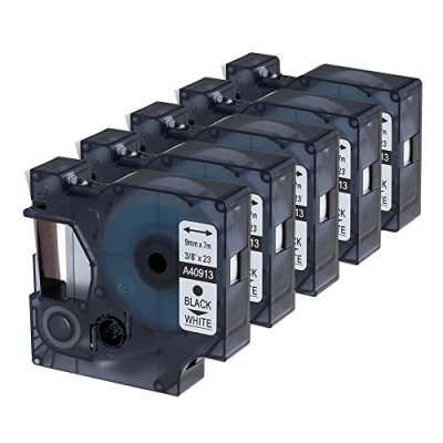 Immagine di Cartuccia Oozmas Compatibile con Dymo 40913 9mm x 7m, LabelManager LM160 LM210D LM260P LM280 LM360D LM420P(Nero su Bianco, confezione da 5)