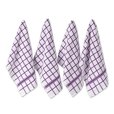 Immagine di DII 100% cotone, lavabile in lavatrice, ultra assorbente, Basic Everyday 40,6 x 66,6 cm, set di 4 strofinacci da cucina spugna, color melanzana