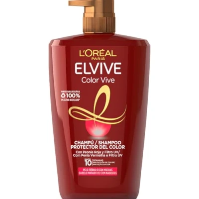 Immagine di L&#039;Oréal Paris Elvive Shampoo per Capelli Colorati o Con Mèches, Colore Luminoso e a Lunga Durata, Protetti Idratati, Peonia Rossa Filtri UV, Maxi Formato, Color Vive, 1L