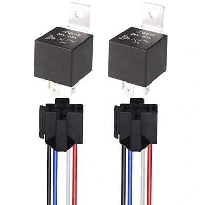 Immagine di Gebildet JD2912 24V 40A Relè Universale con 12AWG Imbracatura di Socket, SPST 4 Pin Contatti Relay Relais per Auto Camion Motociclo Barca, Heavy Duty (Confezione da 2)