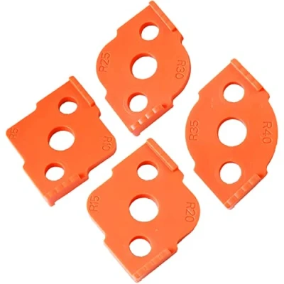 Immagine di 4 Pezzi Raggio Jig Router Templates, ABS Sagoma per Arco ad Angolo Tondo, Radius Quick la Lavorazione del Legno, Angoli Arrotondati Bit R5 R10 R15 R20 R25 R30 R35 R40
