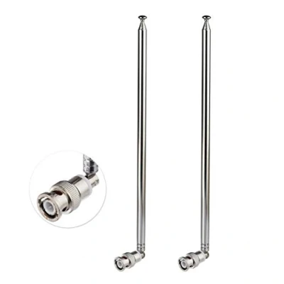Immagine di Bingfu HF VHF UHF 7 Sections 115cm Telescopic BNC Male Antenna 2 Pack for CB Radio Police Scanner Ham Two Way Mobile FM Transmitter Wireless Microphone Receiver Frequency Counter