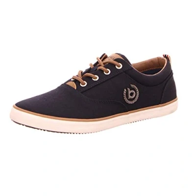 Immagine di bugatti Uomo Sneaker in tela di cotone, scarpe basse con robusta suola gomma, Blu, 42 EU