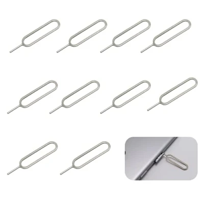 Immagine di 10 Pezzi Spilli Estrattori per Rimozione Scheda SIM, Inossidabile Strumento Della Cellulare Perno Espulsione Vassoio di Carte Sim Rimuovere Perni, Compatibile Samsung Smartphone