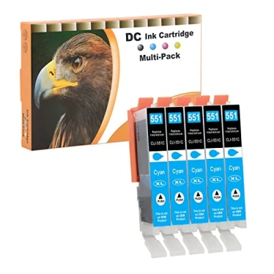 Immagine di D&amp;C Cartucce d&#039;inchiostro compatibili per Canon CLI 551XL Pixma MG6450 MG6650 MG7100 MG7150 MG7550 MX925 iP7200 iP7250 MG5400 MG5450 MG5550 MG5650 MG5655 MX725 MX920 iP8750 (5 Ciano)