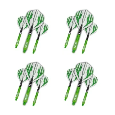 Immagine di RED DRAGON Dart Flight And Stems Combo Verde 4 Set di Voli Standard e Gambo per Nitrotech Medio