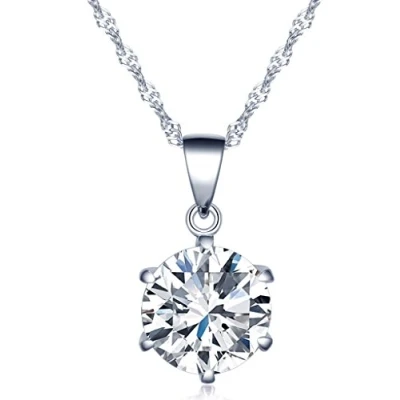 Immagine di Unendlich U Collana e ciondolo con incastonatura ad artiglio in argento sterling 925 zirconia cubica,argento, colore: Silver