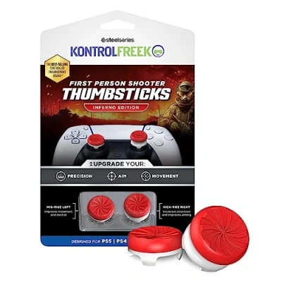 Immagine di KontrolFreek FPS Freek Inferno per Playstation 4, PS4 e 5, controller PS5, levette le prestazioni, 1 a vita alta, media, rosso/bianco