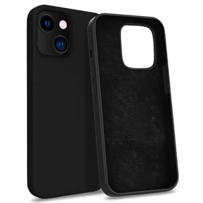 Immagine di MyGadget Custodia per iPhone 13 Mini Hardcase con Strato Microfibra &amp; Cover Silicone Resistente Protezione Antigraffio Antiurto Nero