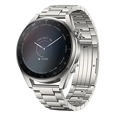 Immagine di HUAWEI Orologio intelligente 3 Pro 4G, display AMOLED da 1,43&quot;, telefono eSIM, 5 giorni di durata della batteria, 24/7 SpO2 e misurazione frequenza cardiaca, GPS, ATM, cinturino in acciaio