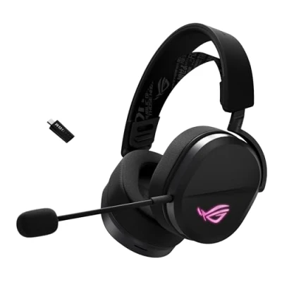 Immagine di ASUS ROG Pelta, Cuffie da Gaming Senza Fili, Connessione 2.4GHz e Bluetooth, Audio Ampio, Autentico Preciso, Driver Placcati in Titanio 50mm, Per PC, Mac, PS, Switch, Android, Nere