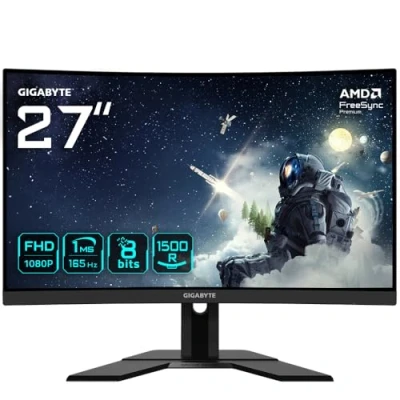 Immagine di GIGABYTE G27FC A 27&quot; Monitor da Gioco Curvo FHD 1920 x 1080 (FHD), 1500R, 165Hz, 1ms, 250 cd/m2, FreeSync Premium, HDMI 1.4, Displayport 1.2
