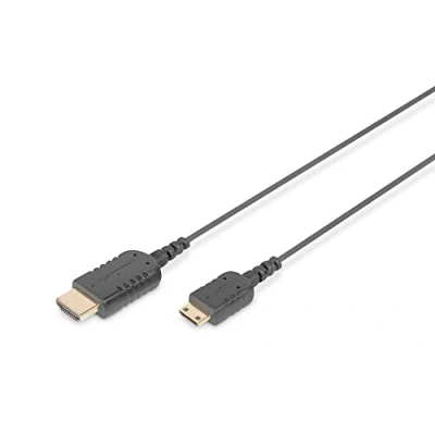 Immagine di DIGITUS Cavo di collegamento HDMI High Speed HighFlex, Type C A 2.0 m, Ultra HD 4k/30Hz compatibile con TV/beamer/monitor contatti placcati in oro nero